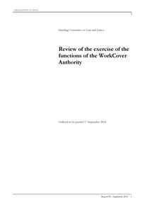Final Report - Review of the exercise of the functions of the WorkCover Authority - 17 September 2014 1st page small