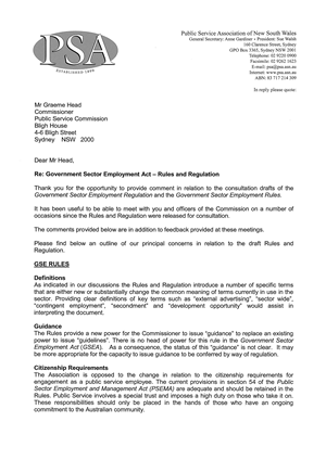 Front Pages from Letter to Public Service Commissioner Re GSE Rules & Reg 14.1.1