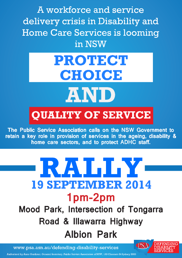 Protect Choice AND Quality of Service Illawarra Rally poster medium