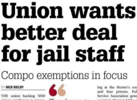Union calls for better workers compensation deal for corrections staff – Newcastle Herald 9 Jan 2021